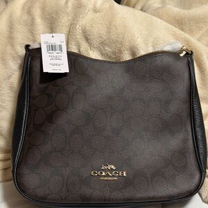 Coach Signature Brown and Black Shoulder Bag